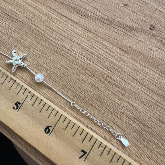 Sterling Silver 925 Starfish Bracelet with Pearl - Picture 7 of 7